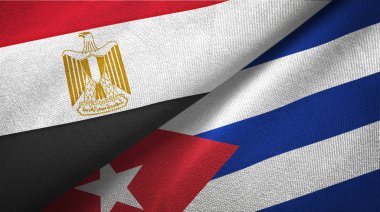 Mısır ve Küba iki bayrak tekstil kumaş, kumaş doku
