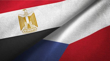 Mısır ve Çek Cumhuriyeti iki bayrak tekstil kumaş, kumaş doku