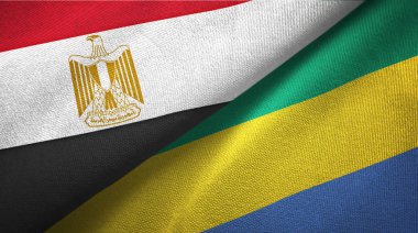 Mısır ve Gabon iki bayraklar tekstil kumaş, kumaş doku