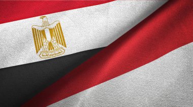 Mısır ve Endonezya iki bayrak tekstil kumaş, kumaş doku