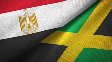 Mısır ve Jamaika iki bayraklar tekstil kumaş, kumaş doku