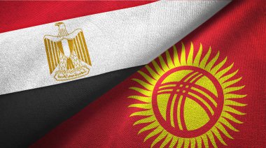 Mısır ve Kırgızistan iki bayrak tekstil kumaş, kumaş doku