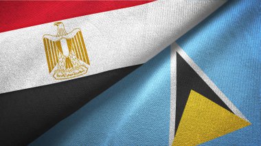 Mısır ve Saint Lucia iki bayraklar tekstil kumaş, kumaş doku
