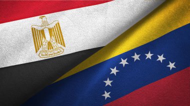 Mısır ve Venezuela iki bayrak tekstil kumaş, kumaş doku