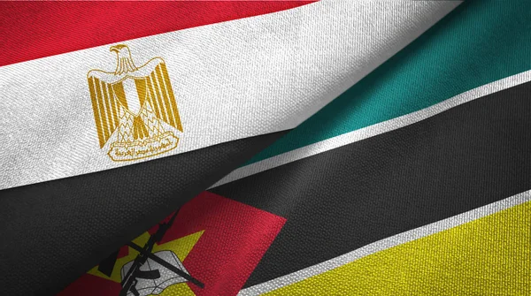 Egypt and Mozambique two flags textile cloth, fabric texture