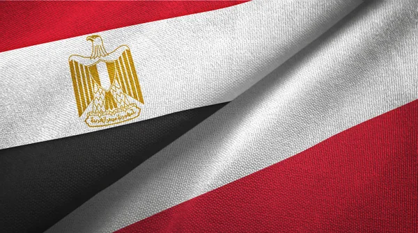 Mısır ve Polonya iki bayraklar tekstil kumaş, kumaş doku — Stok fotoğraf