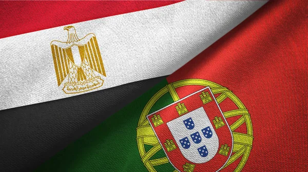 Egitto e Portogallo due bandiere tessuto, tessitura tessuto — Foto Stock