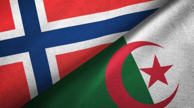 Norveç ve Cezayir iki bayrak tekstil kumaş, kumaş doku 