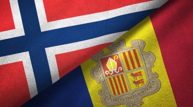 Norveç ve Andorra iki bayrak tekstil kumaş, kumaş doku 