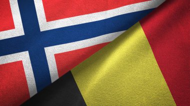 Norveç ve Belçika iki bayrak tekstil kumaş, kumaş doku 