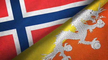 Norveç ve Butan iki bayrak tekstil kumaş, kumaş doku 