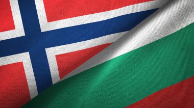 Norveç ve Bulgaristan iki bayraktekstil kumaş, kumaş doku 