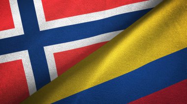 Norveç ve Kolombiya iki bayraklar tekstil kumaş, kumaş doku