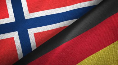 Norveç ve Almanya iki bayrak tekstil kumaş, kumaş doku