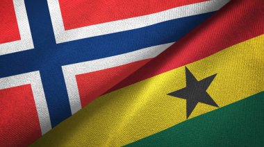 Norveç ve Gana iki bayrak tekstil kumaş, kumaş doku