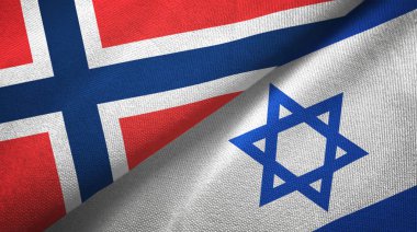 Norveç ve İsrail iki bayrak tekstil kumaş, kumaş doku