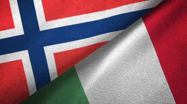 Norveç ve İtalya iki bayraktekstil kumaş, kumaş doku