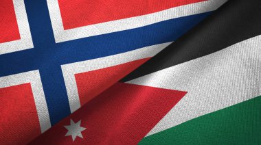 Norveç ve Ürdün iki bayraklar tekstil kumaş, kumaş doku