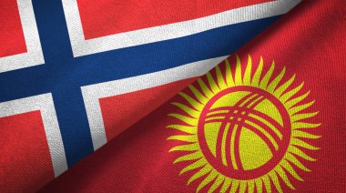 Norveç ve Kırgızistan iki bayrak tekstil kumaş, kumaş doku
