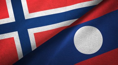 Norveç ve Laos iki bayrak tekstil bezi.