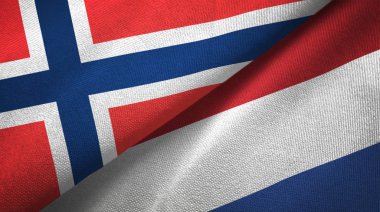 Norveç ve Hollanda iki bayraktekstil kumaş, kumaş doku
