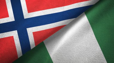 Norveç ve Nijerya iki bayrak tekstil kumaş, kumaş doku