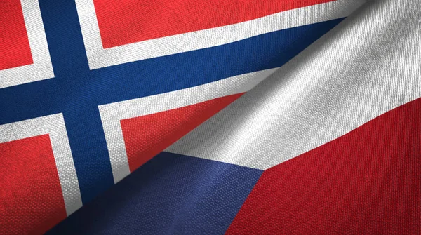 Норвегія і Чехія два прапори текстильна тканина, текстура тканини — стокове фото