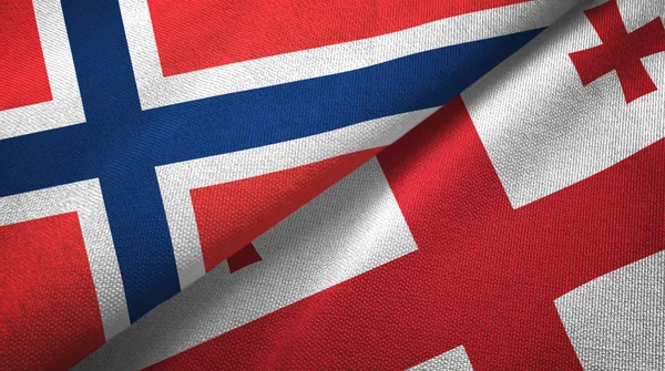 Norway and Georgia two flags textile cloth, fabric texture — Stock Photo, Image