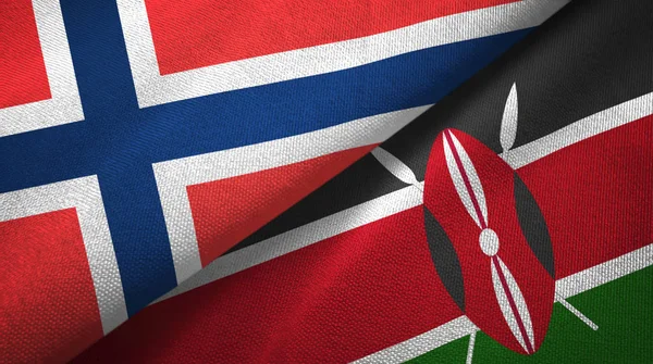 Norveç ve Kenya iki bayrak tekstil kumaş, kumaş doku