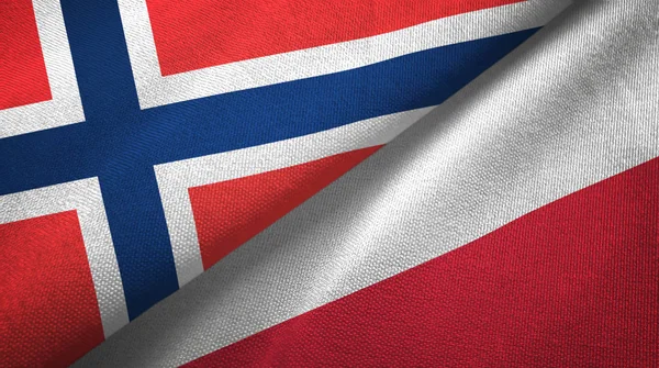 Норвегія і Польща два прапори текстильна тканина, текстура тканини — стокове фото
