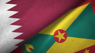 Katar ve Grenada iki bayrak tekstil kumaş, kumaş doku