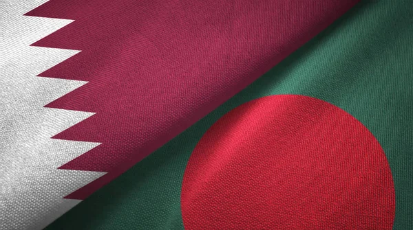 Qatar and Bangladesh two flags textile cloth, fabric texture
