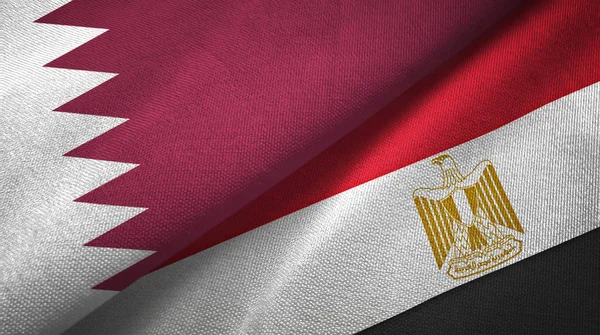 Qatar and Egypt two flags textile cloth