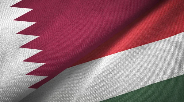Qatar and Hungary two flags textile cloth, fabric texture