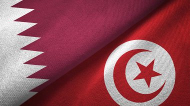 Katar ve Tunus iki bayraktekstil kumaş, kumaş doku