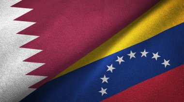 Katar ve Venezuela iki bayrak tekstil kumaş, kumaş doku