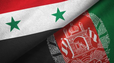 Suriye ve Afganistan iki bayrak tekstil kumaş, kumaş doku 