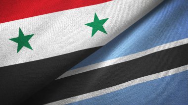 Suriye ve Botsvana iki bayrak tekstil kumaş, kumaş doku 