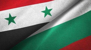 Suriye ve Bulgaristan iki bayrak tekstil kumaş, kumaş doku 