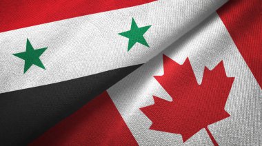Suriye ve Kanada iki bayrak tekstil kumaş, kumaş doku 