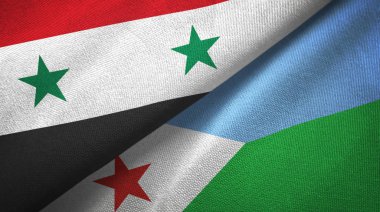Suriye ve Cibuti iki bayrak tekstil kumaş, kumaş doku
