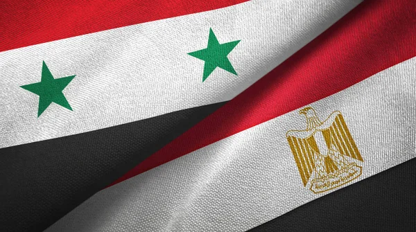 Syria and Egypt two flags textile cloth