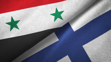 Suriye ve Finlandiya iki bayrak tekstil kumaş, kumaş doku