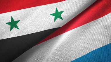 Suriye ve Lüksemburg iki bayrak tekstil kumaş, kumaş doku