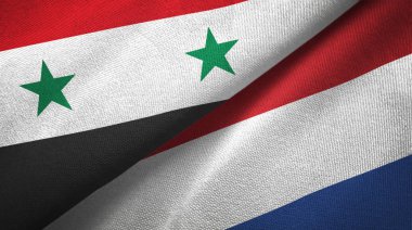 Suriye ve Hollanda iki bayrak tekstil kumaş, kumaş doku