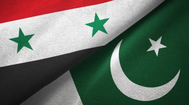 Suriye ve Pakistan iki bayrak tekstil kumaş, kumaş doku