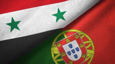 Suriye ve Portekiz iki bayrak tekstil kumaş, kumaş doku