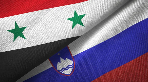Syria and Slovenia two flags textile cloth, fabric texture