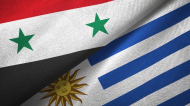 Suriye ve Uruguay iki bayrak tekstil kumaş, kumaş doku