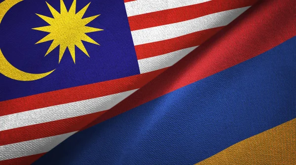 Malesia e Armenia due bandiere tessuto, tessitura del tessuto — Foto Stock